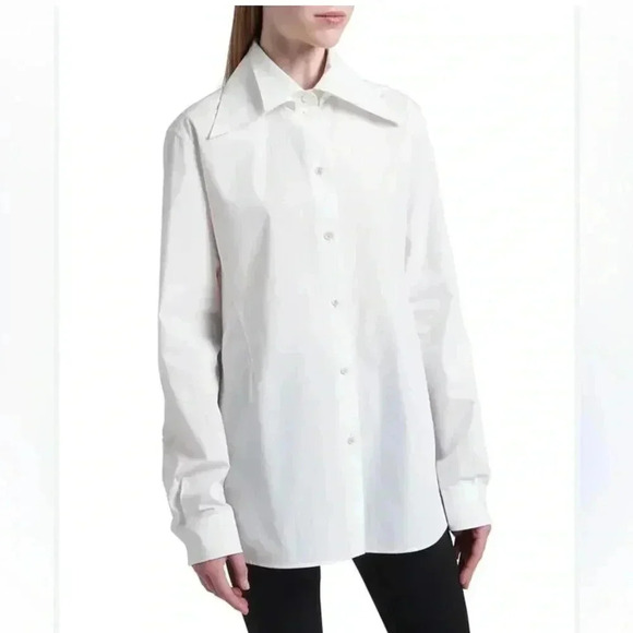 NWT $1400 VALENTINO Shirt IT40 US4 White Double Collar Made in Italy - Picture 1 of 13